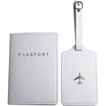 Accessoires de voyage en cuir PU : passeport et étiquette à bagage
