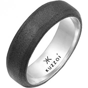 KUZZOI Herren Bandring Basic 925 Silber, 6.7 mm, Ringgröße 54 mm