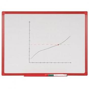 Maya Drywipe Whiteboard, Red Plastic Frame, 240x120 cm