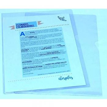 Caja 30 dossier formato folio L c/uñero PVC cristal 300 micras Iberplas 25730