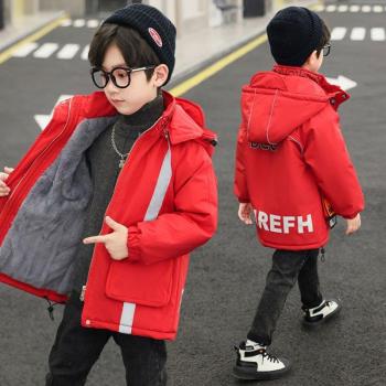 Thick Warm Hooded Jacket for Boys with Letter Print (4-12 Years)