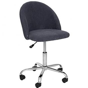 Silla de Oficina Geos Terciopelo Gris con Estructura de Hierro y Madera