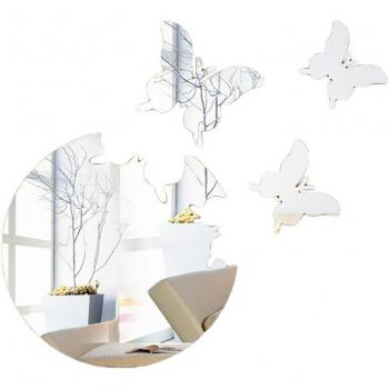 Décoration murale papillon en miroir autocollante