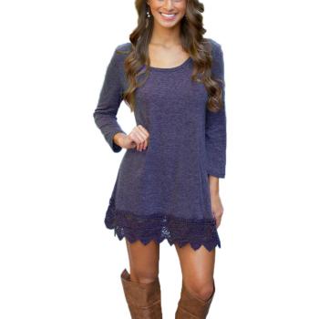 Summer Mae Damen A-Linien Kleid mit Spitze und Quasten, lässig, Herbst, Retro-Look, S (EU 34-36), Helllila
