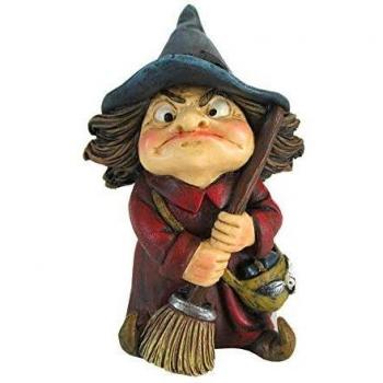 Nemesis Now Toil Sorcière et balai en polyrésine, rouge, 9,7 cm