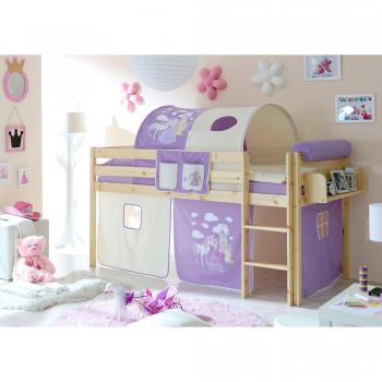TICAA Malte Rollrothochbett – 101 × 114 × 205 cm, Lila Prinzessin‑Design