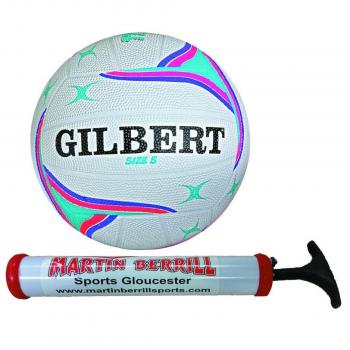 Gilbert APT Netball Training Kit with Hand Pump (Purple, Size 5)