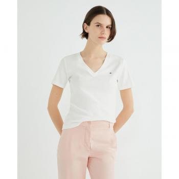 T-shirt Tommy Hilfiger Donna Ecrù Collo V Taglia L