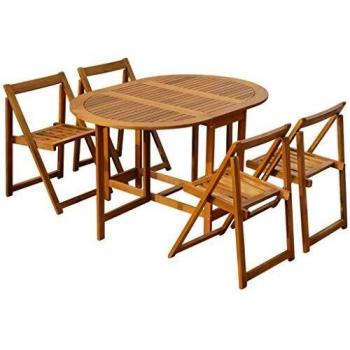 Set da Pranzo Pieghevole 5 pz in Acacia Massello