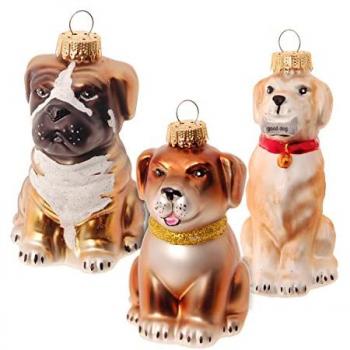 Krebs Glas Lauscha Weihnachtsdeko mit 3 Hunden