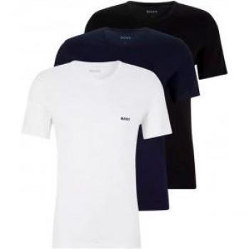 T-Shirt BOSS T-Shirt Rundhals Gr. M, blau (schwarz, navy, weiß) Herren Shirts mit dezentem BOSS Logo-Print