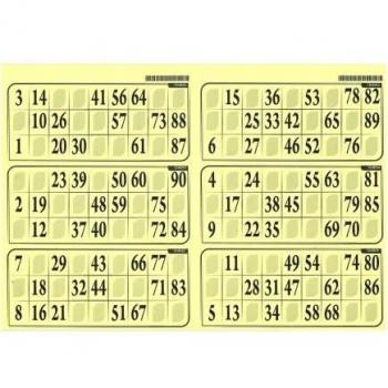 Plaque Loto 6 Grilles Jaune 90 Numéros 29x20cm