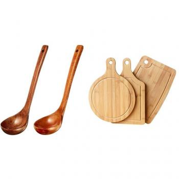 Tablas de Cortar de Bambú con Cucharas de Mango Largo