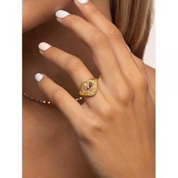 Anillo Sello Mariposa en Latón