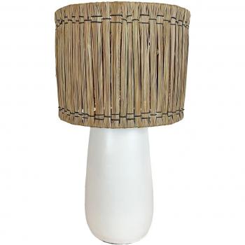 Lampe de table en terre cuite et raphia