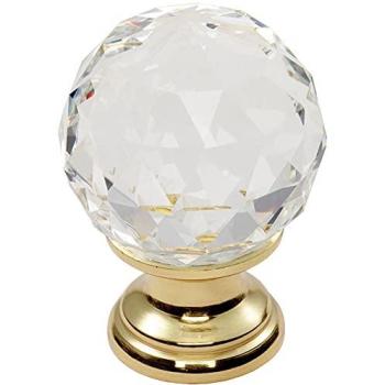 Metallic 31mm Faceted Crystal Cabinet Knob – Polished Brass