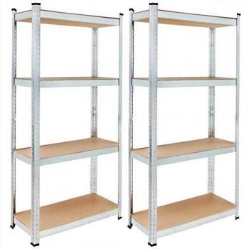 Scaffale alta portata 2 pezzi metallo 170x75x30cm 4 ripiani in MDF