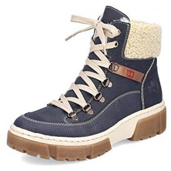 Stivaletto Rieker Blu con Dettagli Bianchi