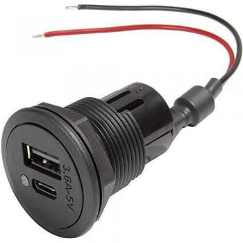 ProCar Power USB-C/A Doppelsteckdose, Auto Adapter, Schwarz