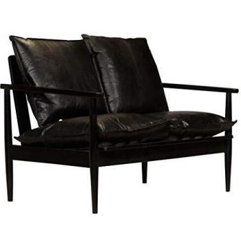Dvivietė Black Leather + Acacia Sofa – Vida XL