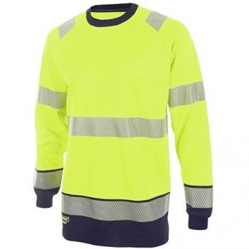 Beeswift Hi-Vis Two Tone Long Sleeve T-Shirt Saturn Yellow/Navy XL