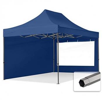 Tonnelle pliante 3x4,5 m bleu foncé avec côtés à fenêtres