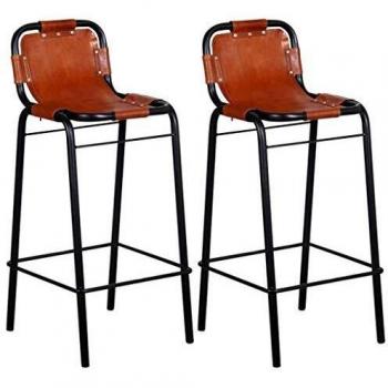 Red Leather Bar Stools (Set of 2)