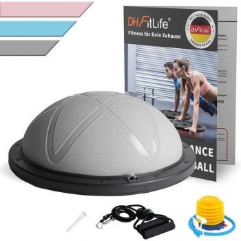 Yoga Ballon Demi-Ballon FitLife – Gris, 200 kg, 60 × 22 cm