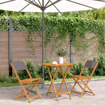 Anthracite Fabric and Solid Wood 3 Piece Bistro Set by vidaXL