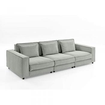 Valan 3‑Sitzer Sofaplatz Atlantic Home Collection – Grau – frei stellbar – Wellenunterfederung