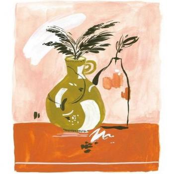 Stampa Artistica Vaso Floreale Rosa Jocham Olive & Rust
