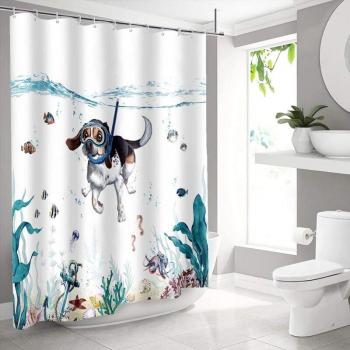 Rideau de Douche Anti Tissu Chien 90x180CM