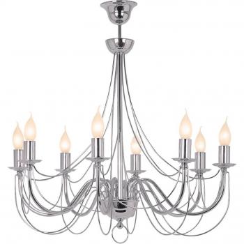 8-Bulb Chrome Finish Retro Pendant Light, 75 cm