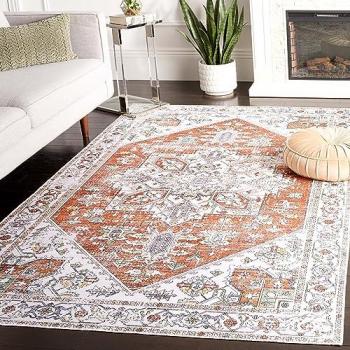 Safavieh Arizona 6x6 Foot Geometric Area Rug – Ivory & Rust