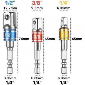 Impact Steckdosenadapter 1/4, 3/8 und 1/2 mit Schaft