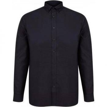 Henbury Herren Langarm‑Oxford Hemd in klassischer Passform, Größe L, blau