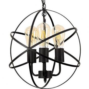 Industrial Steampunk Satin Black 3 Way Atom Design Ceiling Light