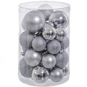 Bolas decorativas plateadas para árbol de Navidad 27 unidades