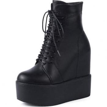 Gdgydh Autumn Lace-Up Wedge Booties