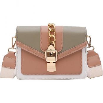 Bolso de Cuero Cruzado con Diseño Bicolor