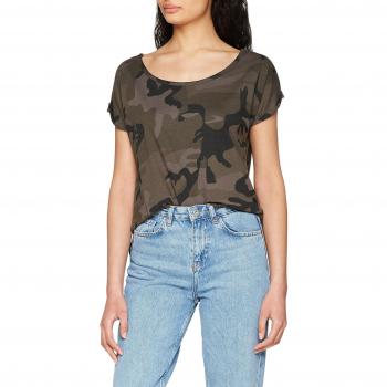 Urban Classics Women's Dark Camo Back Shaped Tee