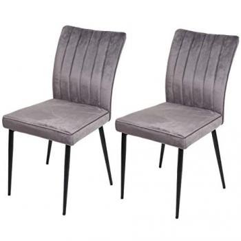 Lot de 2 chaises HWC-K16, style cuisine, velours métal gris foncé
