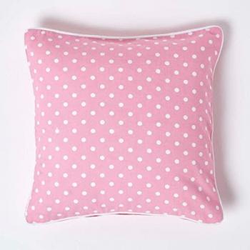 Housse de coussin en coton à pois roses 45 x 45 cm