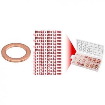 Assortimento guarnizioni in rame KS Tools, Ø 5-17,5mm, 150 pezzi