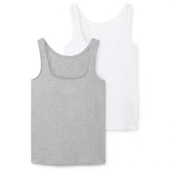 TOM TAILOR 2er-Pack Trägertops, grau, Uni, Größe XXXL