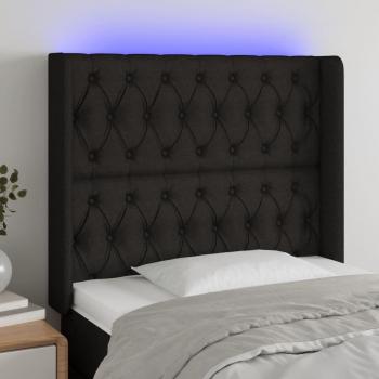 Día y Noche Cabecero con LED de tela negro 103x16x118/128 cm