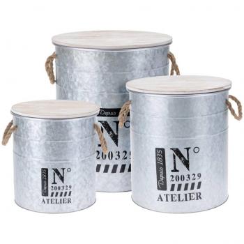 Ensemble de boîtes de rangement H&S 3 pcs Zinc