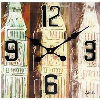 Holz‑Mehrfarbige Wanduhr AMS W9489 – 4 cm × 40 cm × 40 cm