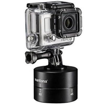 Mantona Turnaround 360 Stativkopf für GoPro (Panoramakopf), Stativkopf, Schwarz