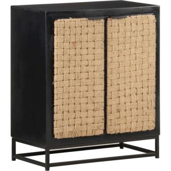 Buffet Industriel en Bois de Manguier – 60×35×70 cm, couleur noire